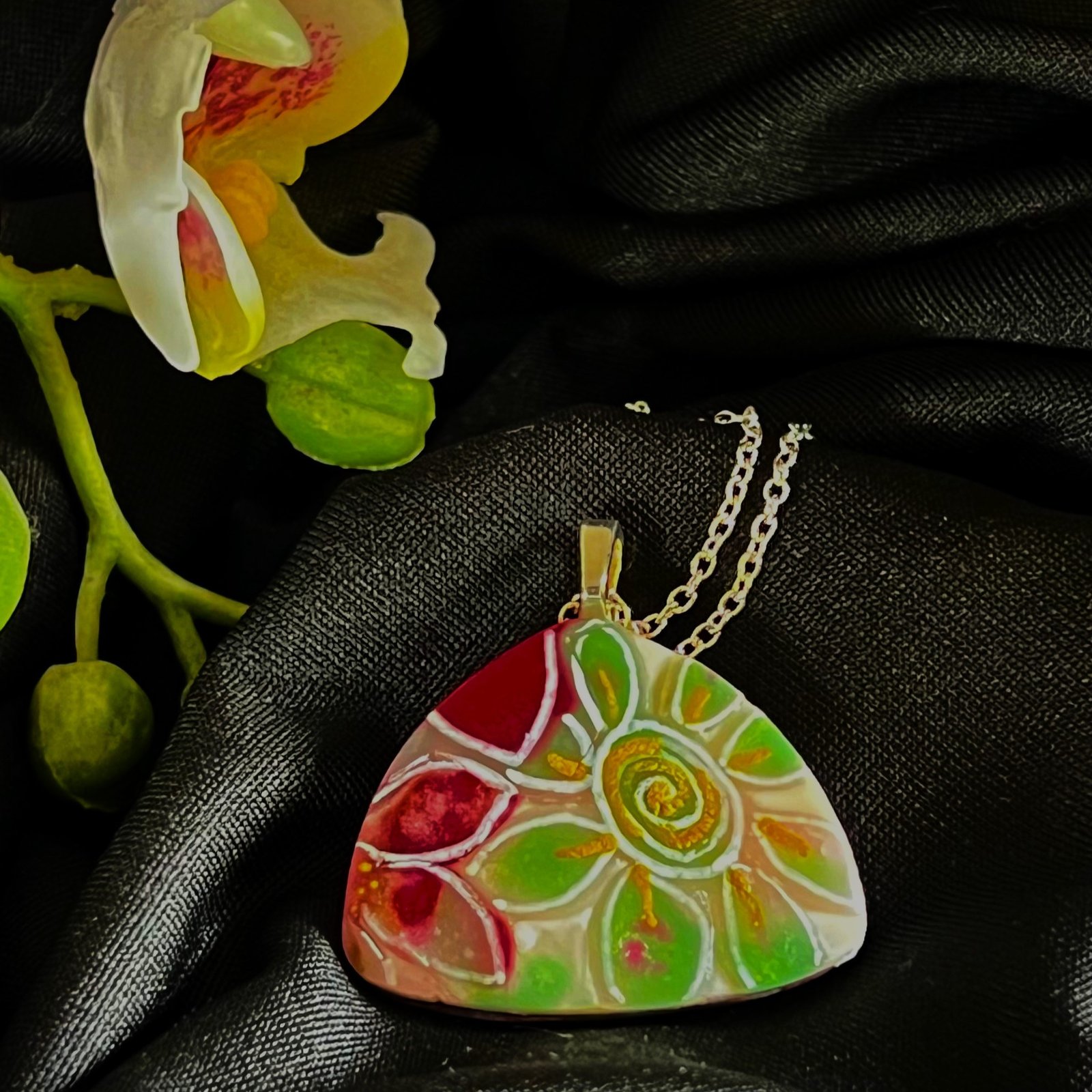 Flora: Hand Painted Pendant
